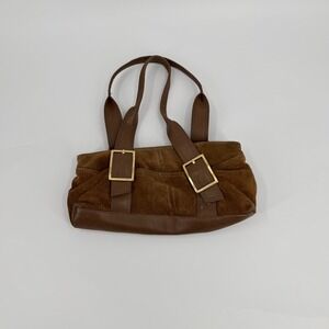 Apt. 9 Shoulder Bag Suede Leather Buckle Y2K Womens Medium Brown
